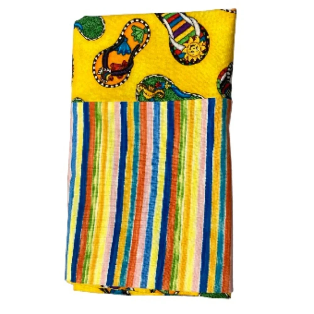 FLIP FLOP Rainbow Pillow Case Beach Theme Bright Colorful Stripes Standard Size